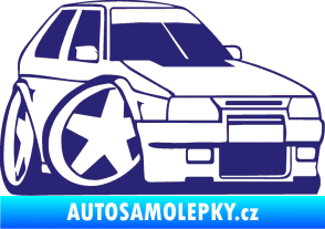 Samolepka Škoda Favorit karikatura pravá střední modrá