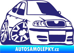 Samolepka Škoda Octavia karikatura pravá střední modrá