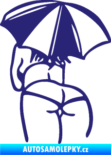 Samolepka Slečna s deštníkem levá střední modrá