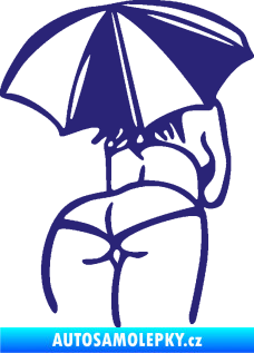 Samolepka Slečna s deštníkem pravá střední modrá