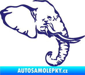 Samolepka Slon 030 pravá hlava střední modrá
