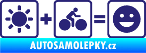 Samolepka Slunce + kolo = veselý smajlík vyjížďka na kole střední modrá
