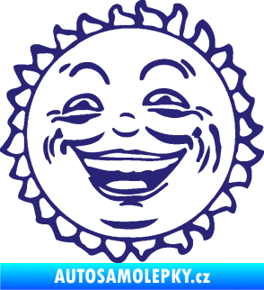 Samolepka Slunce usměvavá tvář střední modrá
