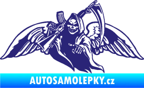 Samolepka Smrtka 016 levá s křídly a kosou střední modrá