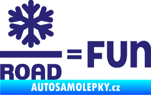 Samolepka Snow road fun nápis s vločkou střední modrá