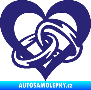 Samolepka Snubní prstýnky v srdíčku levá střední modrá
