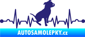 Samolepka Srdeční tep 007 pravá pitbull střední modrá