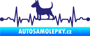 Samolepka Srdeční tep 008 levá pes bulteriér střední modrá