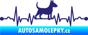 Samolepka Srdeční tep 008 pravá pes bulteriér střední modrá