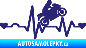 Samolepka Srdeční tep 013 pravá motorkář střední modrá