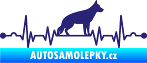 Samolepka Srdeční tep 014 pravá německý ovčák střední modrá