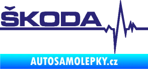 Samolepka Srdeční tep 034 levá Škoda střední modrá