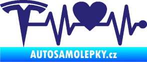 Samolepka Srdeční tep 043 levá Tesla střední modrá