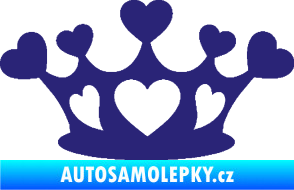 Samolepka Srdíčka korunka střední modrá