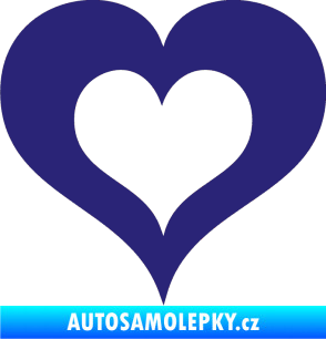 Samolepka Srdíčko 004 dvojitý obrys střední modrá