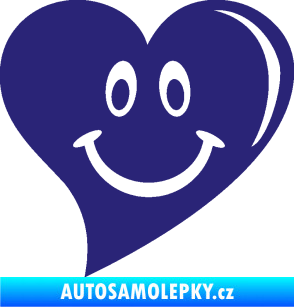 Samolepka Srdíčko 014 pravá s úsměvem střední modrá