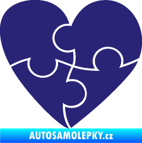 Samolepka Srdíčko 018 pravá puzzle střední modrá