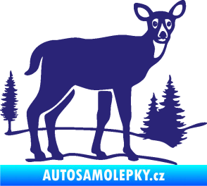 Samolepka Srna 002 pravá s krajinou střední modrá