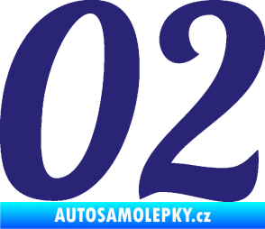 Samolepka Startovní číslo 02 typ 3 střední modrá