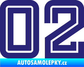 Samolepka Startovní číslo 02 typ 7 střední modrá