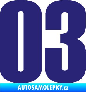 Samolepka Startovní číslo 03 typ 2   střední modrá