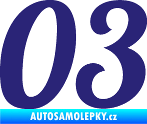 Samolepka Startovní číslo 03 typ 3 střední modrá