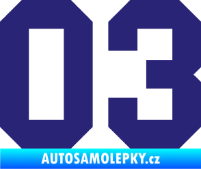 Samolepka Startovní číslo 03 střední modrá