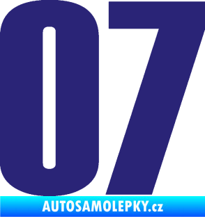 Samolepka Startovní číslo 07 typ 2   střední modrá