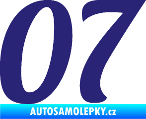 Samolepka Startovní číslo 07 typ 3 střední modrá