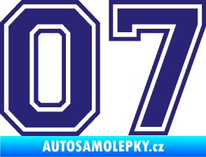 Samolepka Startovní číslo 07 typ 4 střední modrá