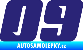 Samolepka Startovní číslo 09 typ 6 střední modrá