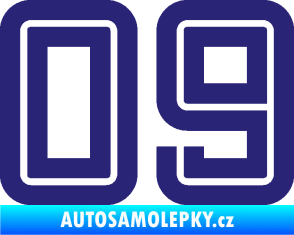 Samolepka Startovní číslo 09 typ 7 střední modrá