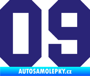 Samolepka Startovní číslo 09 střední modrá