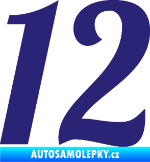 Samolepka Startovní číslo 12 typ 3    střední modrá