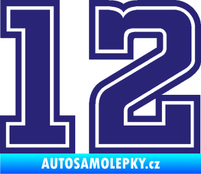 Samolepka Startovní číslo 12 typ 5 střední modrá