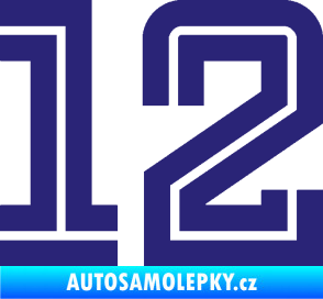 Samolepka Startovní číslo 12 typ 7 střední modrá