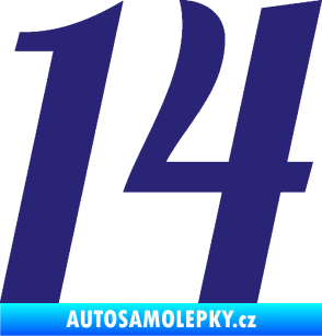 Samolepka Startovní číslo 14 typ 3      střední modrá