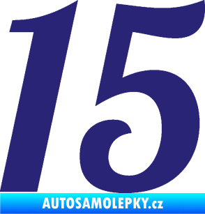 Samolepka Startovní číslo 15 typ 3      střední modrá
