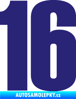 Samolepka Startovní číslo 16 typ 2   střední modrá