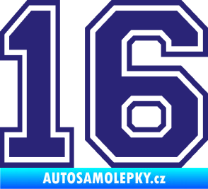 Samolepka Startovní číslo 16 typ 4 střední modrá