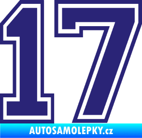Samolepka Startovní číslo 17 typ 4 střední modrá