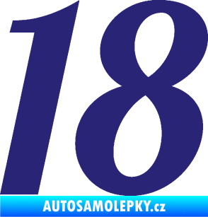Samolepka Startovní číslo 18 typ 3         střední modrá