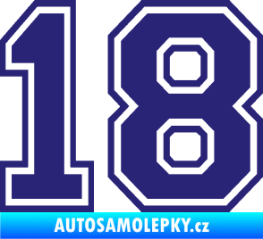 Samolepka Startovní číslo 18 typ 4 střední modrá
