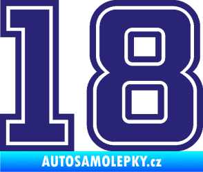 Samolepka Startovní číslo 18 typ 5 střední modrá