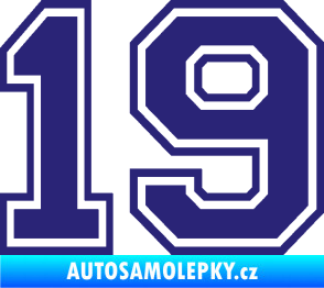 Samolepka Startovní číslo 19 typ 4 střední modrá