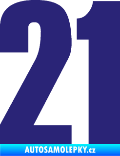 Samolepka Startovní číslo 21 typ 2        střední modrá