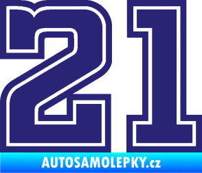 Samolepka Startovní číslo 21 typ 5 střední modrá