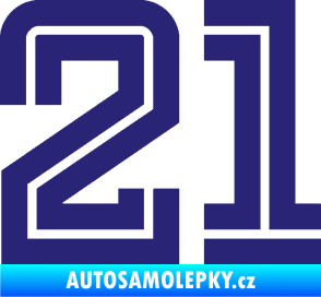 Samolepka Startovní číslo 21 typ 7 střední modrá