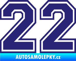 Samolepka Startovní číslo 22 typ 4 střední modrá
