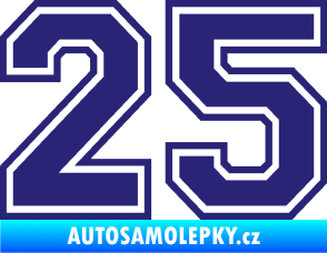 Samolepka Startovní číslo 25 typ 4 střední modrá